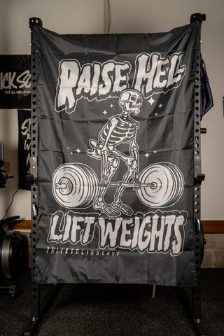 4 x 6 ft Gym Banner "Raise Hell Lift Weights"